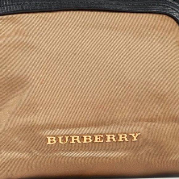 Burberry Gold Satin Leather-Trim Pouch - Picture 4 of 6